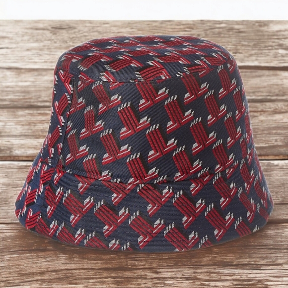 LANVIN REVERSIBLE BUCKET HAT SIZE 54 COLOR BLUE/RED - Picture 1 of 16